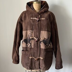 Vintage Western Cowboy Rodeo Suede Toggle Coat
